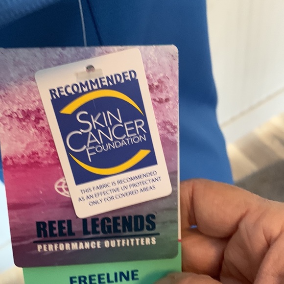 ❤️ NWT Reel Legends Top Short Sleeve UPF30 Sun Protection Blue XS Freeline - Picture 5 of 8